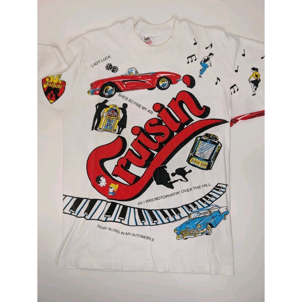 Beach Boys Cruisin Shirt USA Mens L Allover Print Single Stitch 1991 White